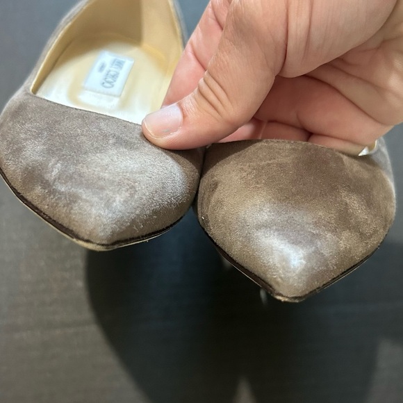 Jimmy Choo Romy Stone Suede Wedge Pointed Toe Pumps SIZE 36 1/2 1.5” Heel - Picture 3 of 9